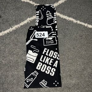 LuLaRoe Girls Black Dentist Print “Floss Boss” Leggings Size S/M NEW
